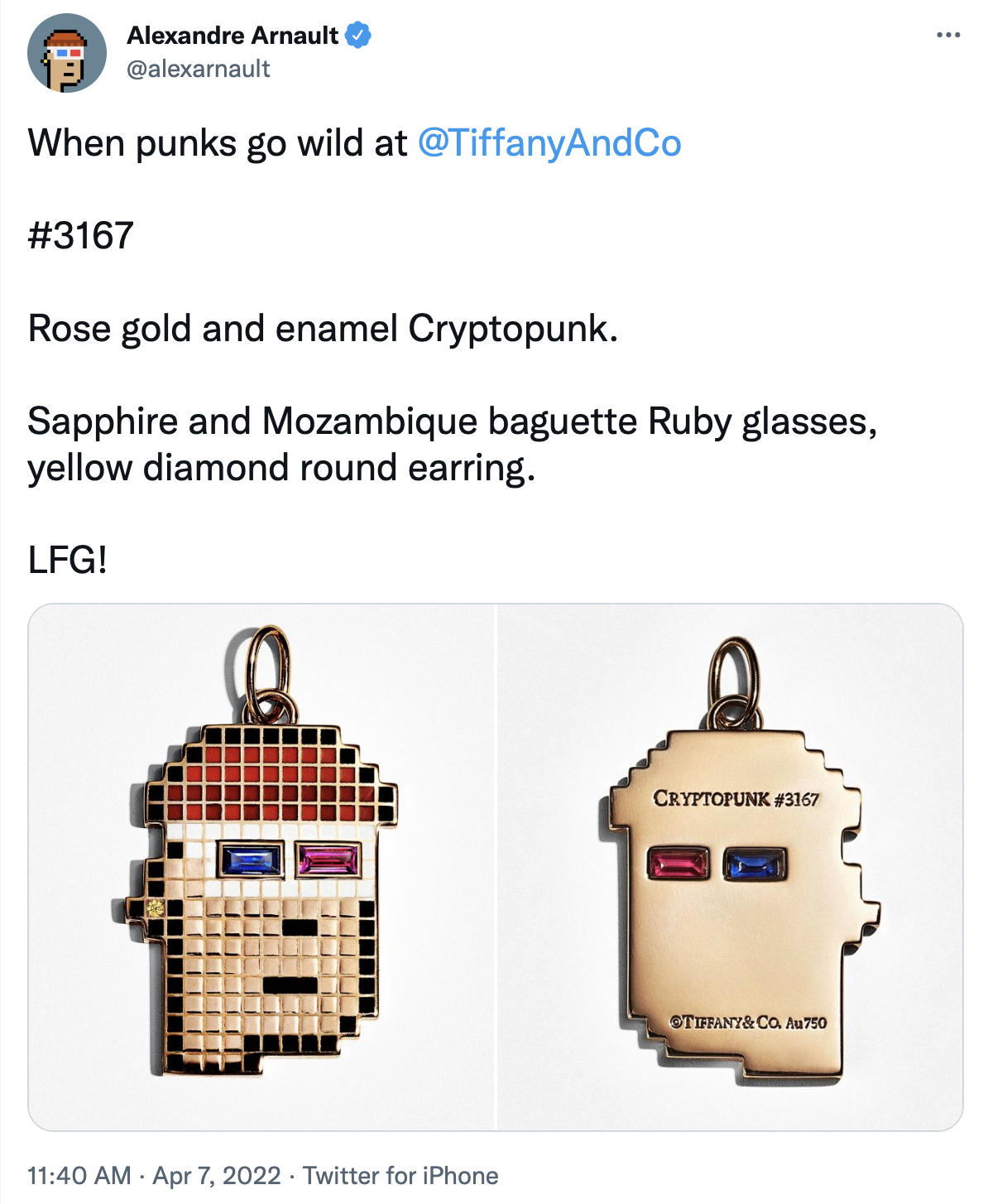 Tiffany's Alexandre Arnault joins the NFT Cryptopunks community